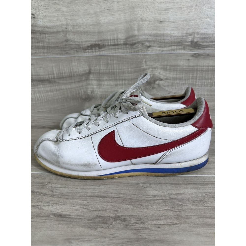 NIKE Classic Cortez Men's 11.5 Sneakers Leather White Red Blue "Forrest Gump"